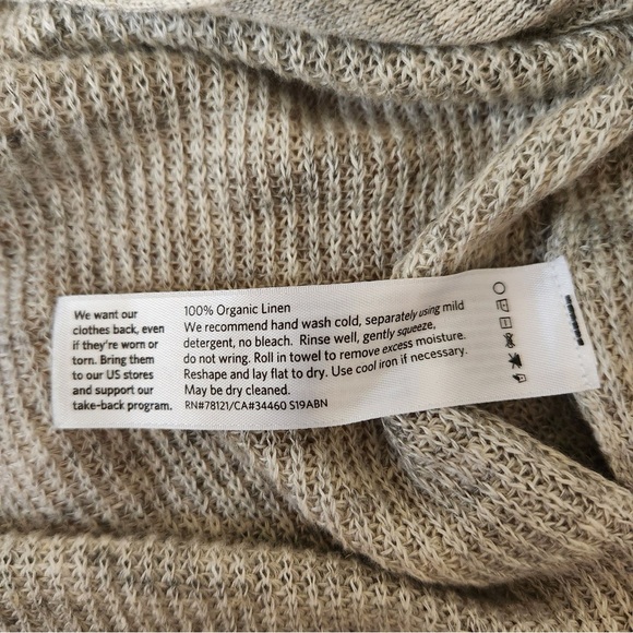 Eileen Fisher Gray Organic Linen V-Neck Cardigan Duster - Picture 6 of 6